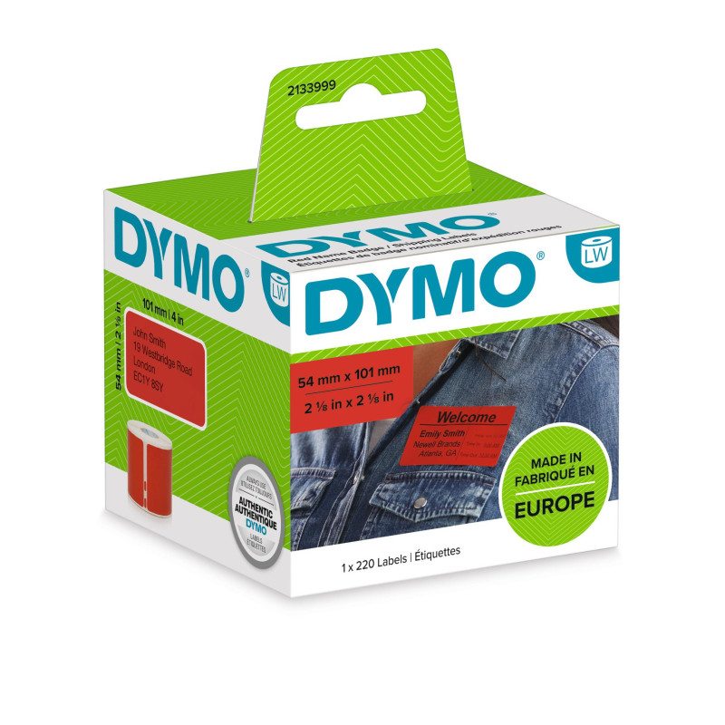 DYMO 2133399 2133399, Rojo, Rectángulo redondeado, Desmontable, Universal, Papel, 5,4 cm