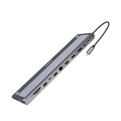 Ewent EW1150 EW1150, Alámbrico, USB 3.2 Gen 1 (3.1 Gen 1) Type-C, 4,5 W, 10,100,1000 Mbit/s, Aluminio, SD