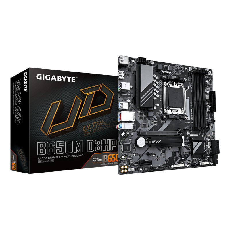 GIGABYTE B650M D3HP B650M D3HP Placa base - AMD Ryzen serie 9000, VRM de 5+2+2 fases, hasta 7600 MHz DDR5 (OC), 2xPCIe 4.0 M.2,