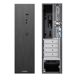 CoolBox COO-PCT370-BZ CAJA MATX SLIM T370 USB-C 3.2 GEN1 FTE.300TBZ 300W 80+BRONZE, Perfil bajo (Slimline), PC, Negro, micro 2