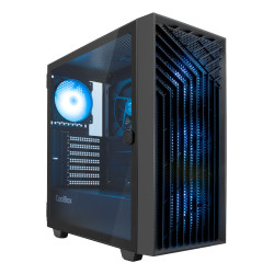 CoolBox COO-CHA-GA300B-0 GAMING CAJA ATX GA300 GRIDLINE ARGB BLACK USB-C 3.2 GEN1 SIN FTE + 5 VENTILADORES, Torre, PC, Negro,