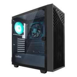 CoolBox COO-CHA-GA300B-0 GAMING CAJA ATX GA300 GRIDLINE ARGB BLACK USB-C 3.2 GEN1 SIN FTE + 5 VENTILADORES, Torre, PC, Negro, 2