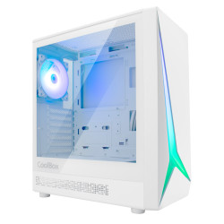 CoolBox COO-CHA-GA450W-0 GAMING CAJA ATX GA450 STARLIGHT WHITE ARGB USB-C 3.2 GEN1 SIN FTE + 1 VENTILADOR, Torre, PC, Blanco,