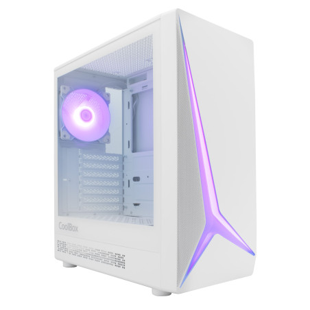 CoolBox COO-CHA-GA450W-0 GAMING CAJA ATX GA450 STARLIGHT WHITE ARGB USB-C 3.2 GEN1 SIN FTE + 1 VENTILADOR, Torre, PC, Blanco,