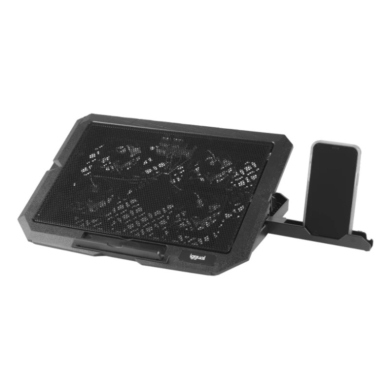 iggual IGG319710 Refrigerador portátil 4 ventiladores RP4V17, Soporte para ordenador portátil, Negro, 43,2 cm (17"), 4