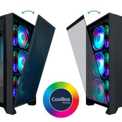 CoolBox COO-CHA-GE2000-0 GAMING CAJA ATX GE2000 DUALVIEW USB-C 3.2 GEN1 + 4 VENT.ARGB FRONTAL CRISTAL/REJILLA, Torre, PC, 2