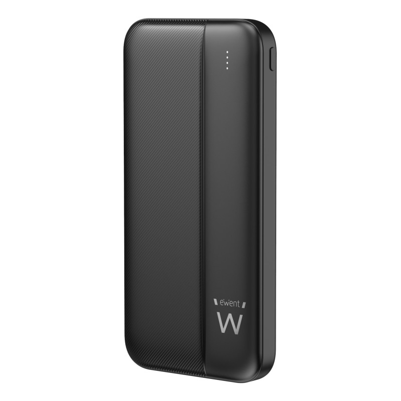 Ewent EW1161 POWER BANK 10000mAh THIN PD 22.5W, 10000 mAh, Polímero de litio, 22,5 W, Negro