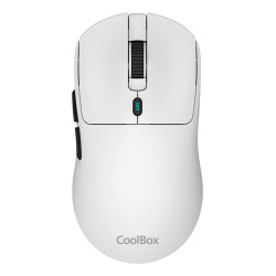 CoolBox COO-MOU-W03-W GAMING RATON W03 BLANCO ULTRALIGERO INALAMBRICO RECARGABLE RF+BT+USB-C 10.000DPI, mano derecha, Óptico,