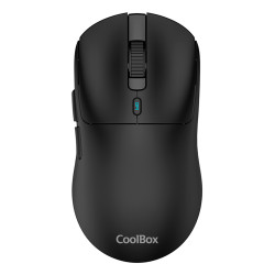 CoolBox COO-MOU-W03-B GAMING RATON W03 NEGRO ULTRALIGERO INALAMBRICO RECARGABLE RF+BT+USB-C 10.000DPI, mano derecha, Óptico,