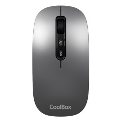 CoolBox COO-MOU-W02-G RATON W02 IA GRIS INALAMBRICO RECARGABLE 500MAH RF+BT 1600DPI COPILOT SILENTCLICK, Ambidextro, Óptico,