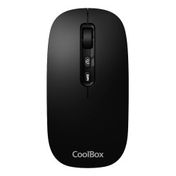 CoolBox COO-MOU-W02-B RATON W02 IA NEGRO INALAMBRICO RECARGABLE 500MAH RF+BT 1600DPI COPILOT SILENTCLICK, Ambidextro, Óptico,