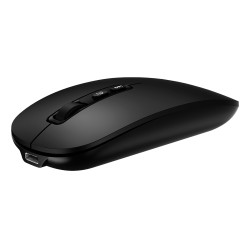 CoolBox COO-MOU-W02-B RATON W02 IA NEGRO INALAMBRICO RECARGABLE 500MAH RF+BT 1600DPI COPILOT SILENTCLICK, Ambidextro, Óptico, 2