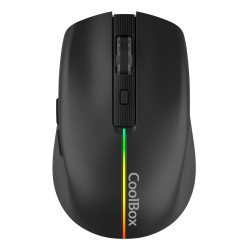 CoolBox COO-MOU-W01-B GAMING RATON W01 NEGRO INALAMBRICO RECARGABLE 1600DPI SILENTCLICK, mano derecha, Óptico, RF