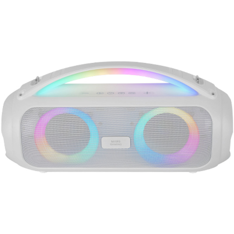 Mars Gaming MSPULSEW MS-PULSE, Altavoz Bluetooth Portátil 50W RMS, Iluminación RGB, 2 Drivers Activos 93mm + 2 Drivers