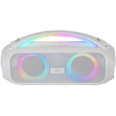 Mars Gaming MSPULSEW MS-PULSE, Altavoz Bluetooth Portátil 50W RMS, Iluminación RGB, 2 Drivers Activos 93mm + 2 Drivers
