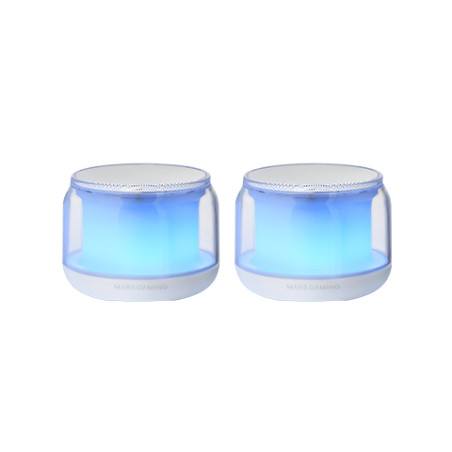 Mars Gaming MSAURAW MS-AURA, Altavoces Bluetooth 5.3, Chipset DSP Personalizado 15W, Iluminación RGB con Diseño ClearView