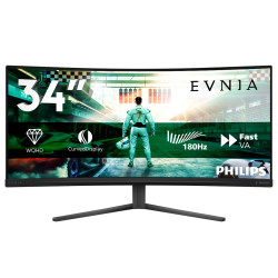 Philips 34M2C3500L/00 Evnia 34M2C3500L/00, 86,4 cm (34"), 3440 x 1440 Pixeles, Wide Quad HD, LCD, 1 ms, Negro