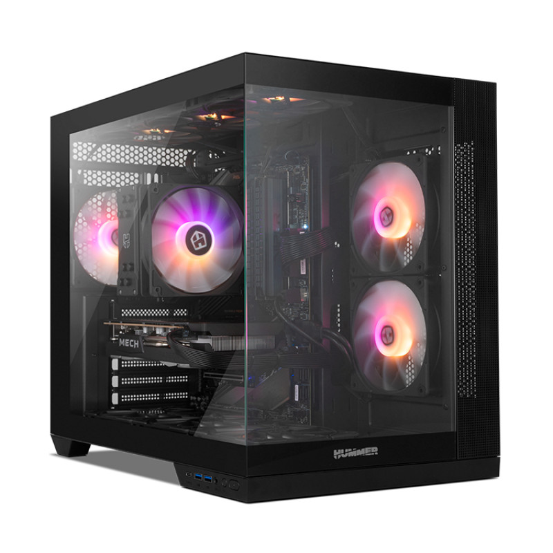 NOX NXHUMMERASTRANEOBK Hummer Astra Neo Black, Midi Tower, PC, Negro, ATX, ITX, micro ATX, SPCC, Acero, Vidrio templado, Juego