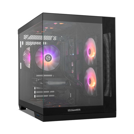 NOX NXHUMMERASTRANEOBK Hummer Astra Neo Black, Midi Tower, PC, Negro, ATX, ITX, micro ATX, SPCC, Acero, Vidrio templado, Juego