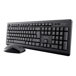 Trust 25433 Primo, Inalámbrico, RF inalámbrico, Interruptor de membrana, QWERTY, Negro, Ratón incluido