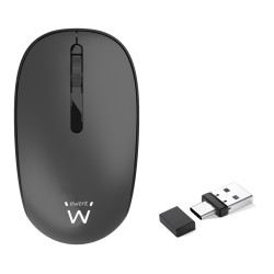 Ewent EW3206 EW3206, Ambidextro, Óptico, RF inalámbrico, 1000 DPI, Negro