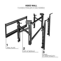TooQ TQVW5470T Soporte Video Wall de Pared para Pantalla 45”- 70”, Negro, 70 kg, 137,2 cm (54"), 177,8 cm (70"), 200 x 200 2