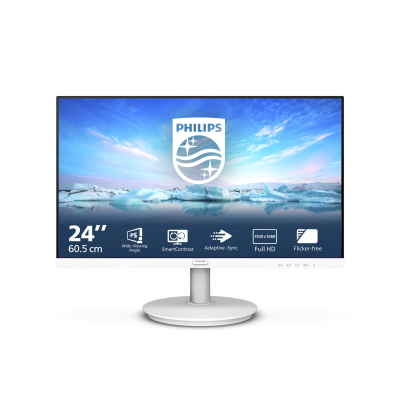 Philips 241V8AW/00 V Line 241V8AW/00, 60,5 cm (23.8"), 1920 x 1080 Pixeles, Full HD, LCD, 4 ms, Blanco