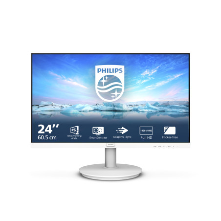Philips 241V8AW/00 V Line 241V8AW/00, 60,5 cm (23.8"), 1920 x 1080 Pixeles, Full HD, LCD, 4 ms, Blanco