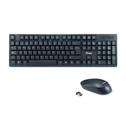 Equip 245221 245221, Completo (100%), Inalámbrico, RF inalámbrico, QWERTY, Negro, Ratón incluido