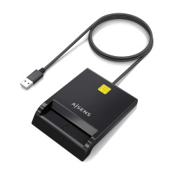 AISENS ASCR-SN06-BK Lector de Tarjeta Inteligente DNI, Negro, USB 2.0, 1 m, Negro 2