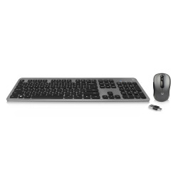 Ewent EW3272 EW3272, Inalámbrico, RF inalámbrico, Interruptor de membrana, QWERTY, Negro, Ratón incluido