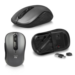 Ewent EW3272 EW3272, Inalámbrico, RF inalámbrico, Interruptor de membrana, QWERTY, Negro, Ratón incluido 2