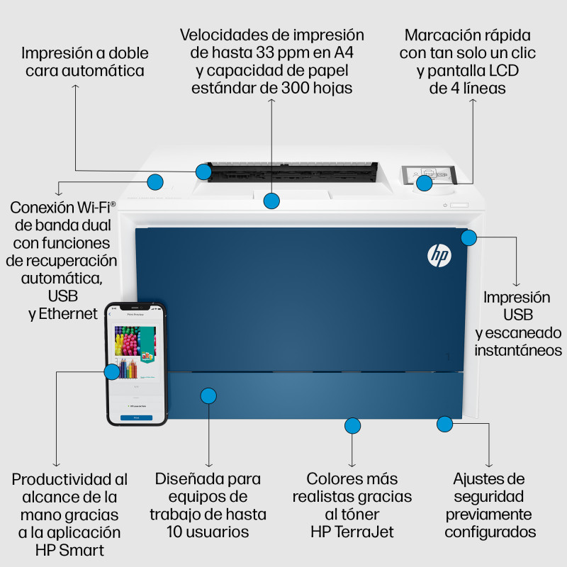 HP 4RA88F Color LaserJet Pro LaserJet Pro 4202dw Inalámbrico Color Impresora, A doble cara, Laser, Color, 600 x 600 DPI, A4,