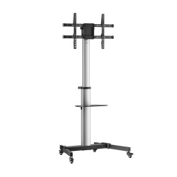 AISENS FT86TRE-197 Floor Stand with Wheel, DVD Tray for Monitor/TV 50Kg from 37-86, Black-Silver, 50 kg, 94 cm (37"), 2,18 m