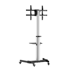 AISENS FT86TRE-197 Floor Stand with Wheel, DVD Tray for Monitor/TV 50Kg from 37-86, Black-Silver, 50 kg, 94 cm (37"), 2,18 m 2