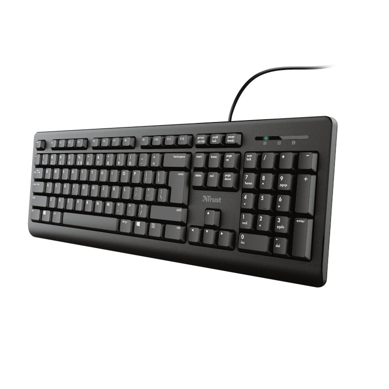 Trust 23982 TK-150, Completo (100%), Alámbrico, USB, Interruptor de membrana, QWERTY, Negro