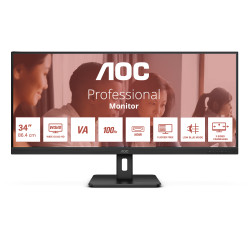 AOC U34E2M U34E2M, 86,4 cm (34"), 3440 x 1440 Pixeles, Wide Quad HD, 4 ms, Negro