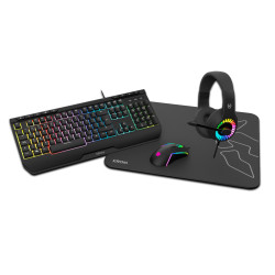 Krom NXKROMKENYA Kenya, Alámbrico, USB, Interruptor de membrana, LED RGB, Negro, Ratón incluido