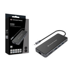 Conceptronic DONN15G DONN15G, Alámbrico, USB 3.2 Gen 1 (3.1 Gen 1) Type-C, 100 W, 1000 Mbit/s, Gris, MicroSD (TransFlash), SD 2