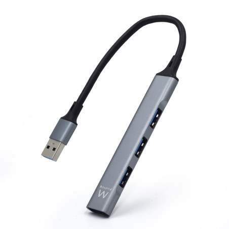Ewent EW1144 EW1144, USB 3.2 Gen 1 (3.1 Gen 1) Type-A, USB 2.0, USB 3.2 Gen 1 (3.1 Gen 1) Type-A, 5000 Mbit/s, Gris, Plata,