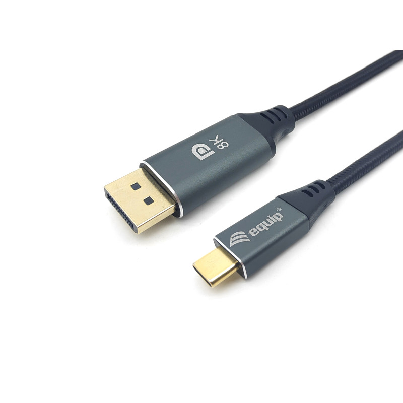 Equip 133422 Cable USB-C a DisplayPort Premium, M/M, 2,0 m, 8K/60Hz, 2 m, USB Tipo C, DisplayPort, Macho, Macho, Derecho