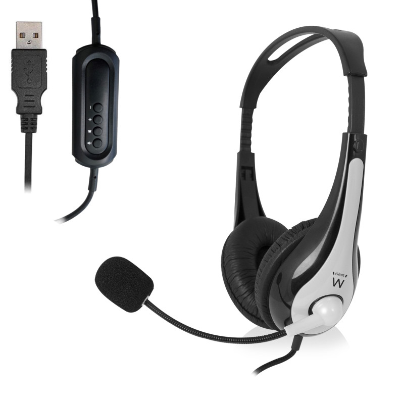 Ewent EW3565 EW3565, Alámbrico, Llamadas/Música, 20 - 20000 Hz, 118 g, Auriculares, Negro, Blanco
