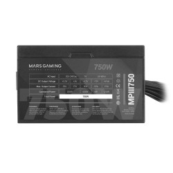 Mars Gaming MPIII750 MPIII750, Fuente Alimentación PC ATX 750W, 5 Años de Garantía, 85% Eficiencia, Sistema Digital APFC, 2