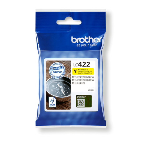 Brother LC422Y LC-422Y, Amarillo, 1 pieza(s), 550 páginas, Pack individual