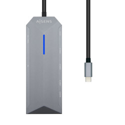AISENS ASUC-9P001-GR USB-C Dock 9 en 1, USB-C a 1x HDMI, 1xRJ45, 3x USB, 1x PD, 1x Audio, 1x SD, 1x Micro SD, Gris, 15 cm, 2