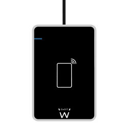 Ewent EW1053 EW1053, USB, Negro, ISO14443 Type A and B, MIFARE, FeliCa, NFC (ISO/IEC 18092), 0,6 m, 0,053 MB/s, 65 mm