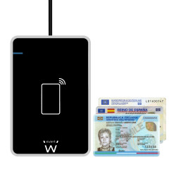 Ewent EW1053 EW1053, USB, Negro, ISO14443 Type A and B, MIFARE, FeliCa, NFC (ISO/IEC 18092), 0,6 m, 0,053 MB/s, 65 mm 2