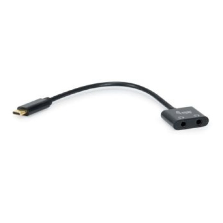 Equip 133469 Adaptador DAC de audio USB-C a dual de 3,5 mm, USB C, Macho, 2 x 3.5mm, Hembra, 0,15 m, Negro