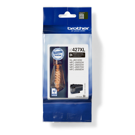 Brother LC427XLBK LC-427XLBK, Alto rendimiento (XL), Negro, Tinta a base de pigmentos, 1 pieza(s), 6000 páginas, Pack