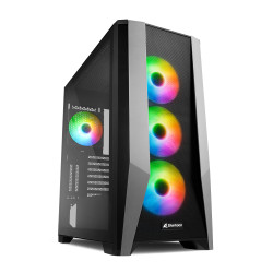 Sharkoon 4044951035069 ELITE SHARK TG7M RGB, PC, Negro, ATX, EATX, micro ATX, Mini-ITX, Juego, Multi, Ventiladores de la caja